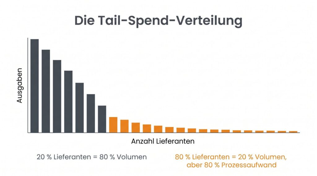 Tail-Spend Pareto-Verteilung: 80 Prozent der Lieferanten machen 20 Prozent des Volumens aus, verursachen aber den Grossteil des Prozessaufwands
