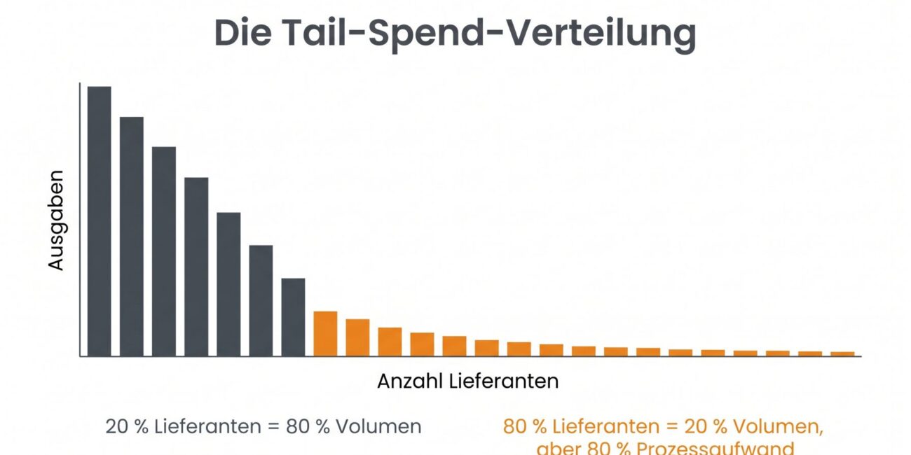 Tail-Spend Pareto-Verteilung: 80 Prozent der Lieferanten machen 20 Prozent des Volumens aus, verursachen aber den Grossteil des Prozessaufwands
